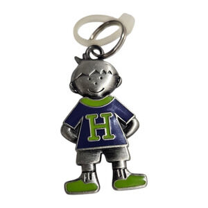 Ganz Pewter Boy Keychain Charm H Initial Blue Green NWOT
